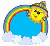 Rainbow circle with Mexican sun