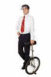 Businessman with monocycle