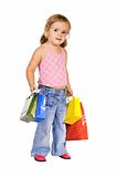 Little girl with colorful shopping bags