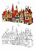old european town vector illustration
