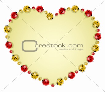 Vector illustration of ladybugs forming heart 