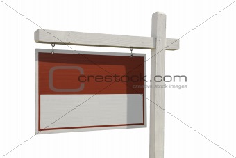 Blank Real Estate Sign Isolated on a White Background Ready for Your Own Message.