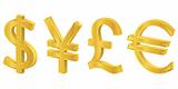 3D gold currency symbols