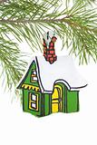 Painted Wooden House Ornament