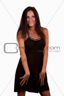 Woman in brown dress
