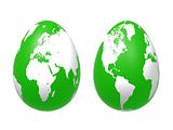 two 3d eggs world in green