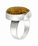 silver ring with amber 