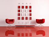 modern red and white interior