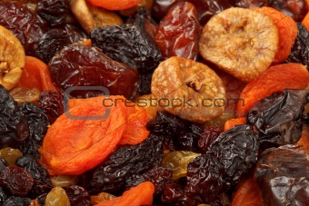 Various dried fruits close-up