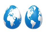 two 3d eggs world in blue