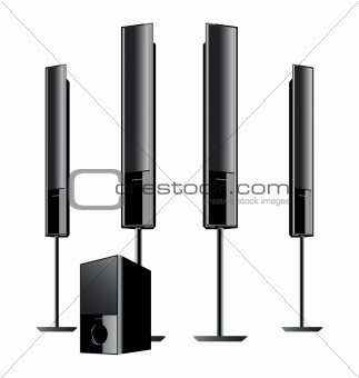 vector black acoustic sound system, loudspeaker