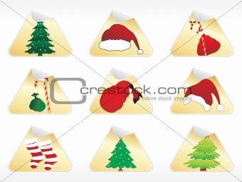set of 6 christmas sticker illustration