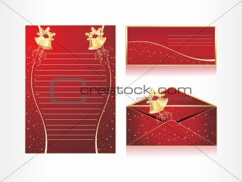 xmas envelope and letter head in red with santa bell