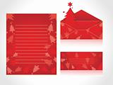 xmas envelope and letter head in red with tree