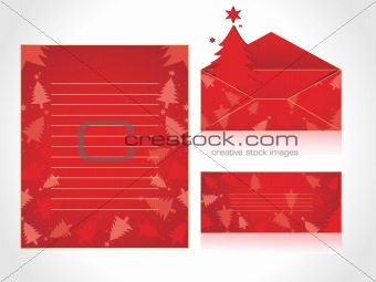 xmas envelope and letter head in red with tree