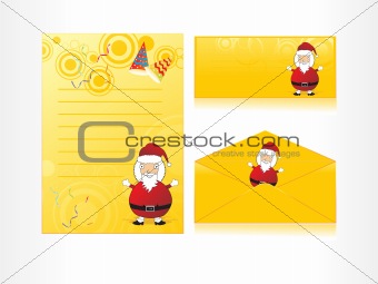 xmas envelope and letter head in yellow with santa