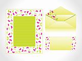 xmas letter head and envelope in green with santa socks