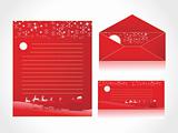 xmas letter head and envelope in red with santa sleight