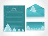 xmas letter head and envelope in sea green with tree