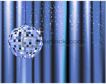 Disco ball, curtains, celebration