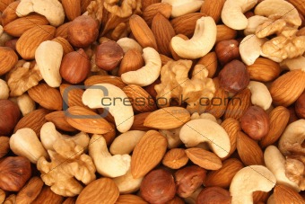 Assorted nuts close up