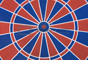 blue and red dart board