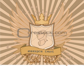 Coat of arms with crown - vector