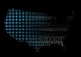America Map with Digital Binary Code