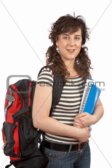 Young student woman with backpack