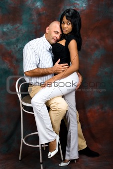 Interracial couple, family portrait