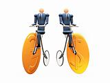 3D Businessmen on dollar-euro cicle