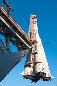 Space ship on a launch pad
