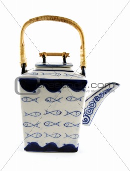Asian style blue and white teapot