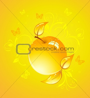 Yellow apple, vector illustration 