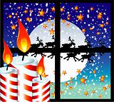Christmas Candle Moon Light Window 