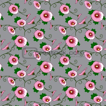 Wallpaper with a pink flowers pattern
