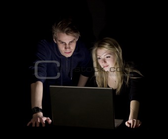 Couple with a computer