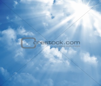 blue sky sun ray