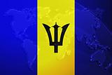 Barbados flag metallic map