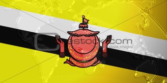 Brunei flag metallic map