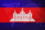Cambodia flag metallic map