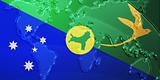 Christmas Islands flag metallic map