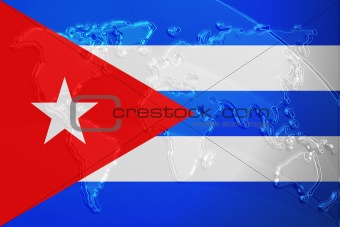 Cuba flag metallic map