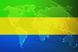 Flag of Gabon metallic map