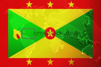 Flag of Grenada metallic map