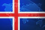 Flag of Iceland metallic map