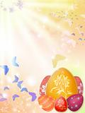 Easter background with eggs and butterflies