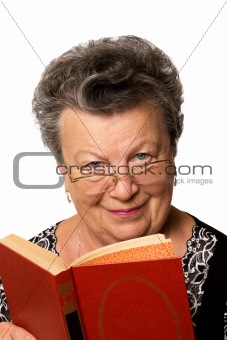old woman with the book