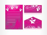 xmas envelope and letter head in pink with tree