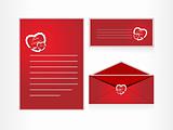 xmas envelope and letter head in red with heart